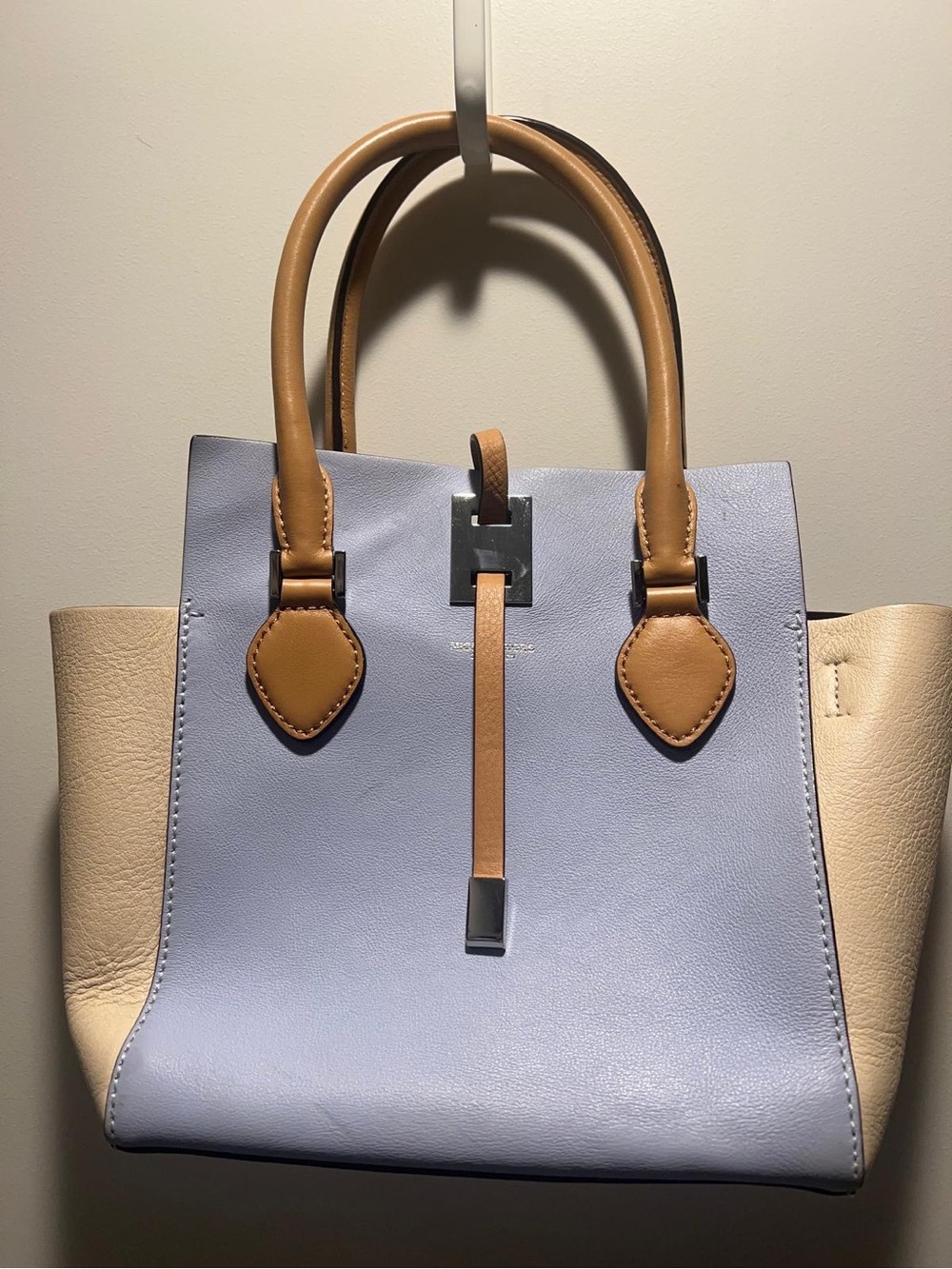 Michael Kors triTone Matilda Leather Tote in Lavender, Tan and Cream